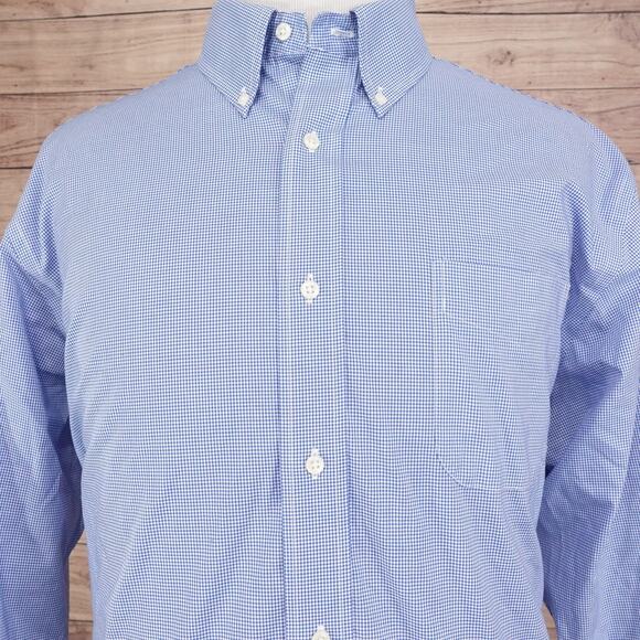 Lauren Ralph Lauren Dress Shirt Mens 18 36/37 Blue Button Down Non Iron LRL - Picture 1 of 8